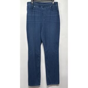 Lands End Cotton Pull On Pants Medium tall  High Rise Straight Leg Denim Look